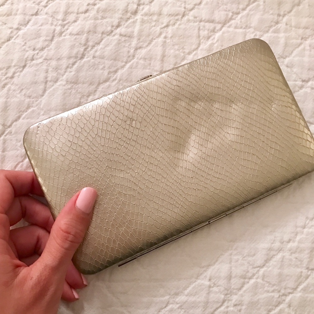 NWT Faux Snakeskin Gold/Champagne Wallet