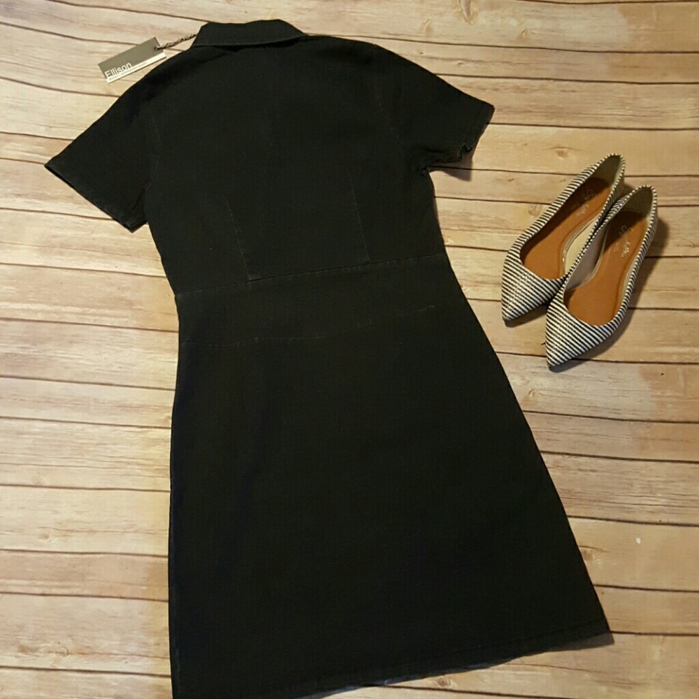 New Ellison Black Denim Full Zip Dress - Picture 2 of 4