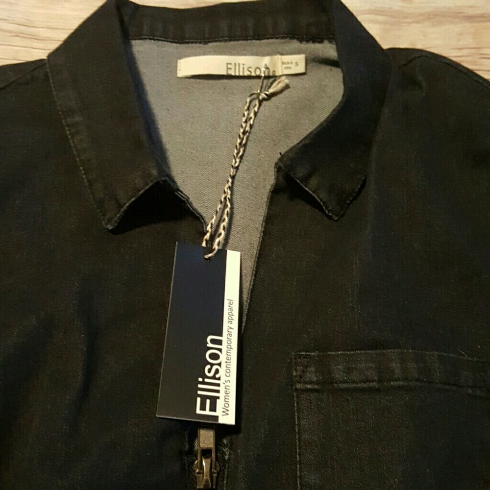 New Ellison Black Denim Full Zip Dress - Picture 3 of 4