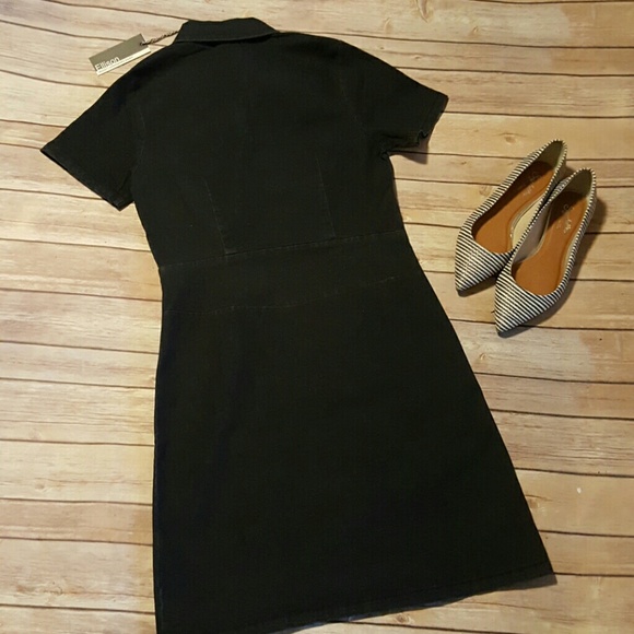 New Ellison Black Denim Full Zip Dress - Picture 2 of 4