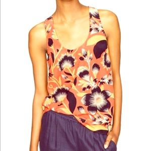 J. Crew Silk Hibiscus Print Twist Back Top