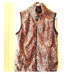 Leopard fleece zip vest