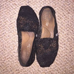 Authentic black crochet TOMS Shoes