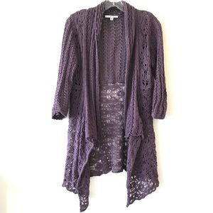 Cabi 719 Timeless Cascading Eggplant Cardigan