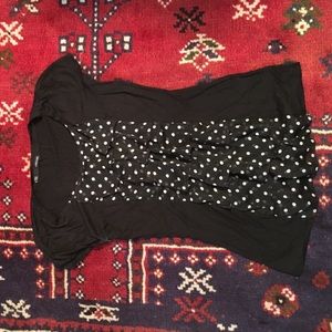 Black blouse with pleated polka dots