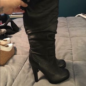 Black leather boots