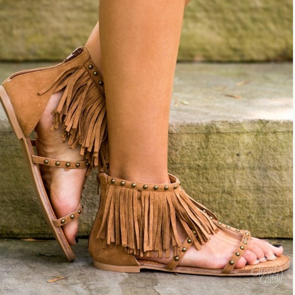 NIB Boho Gladiator Fringe Sandals - Picture 4 of 6