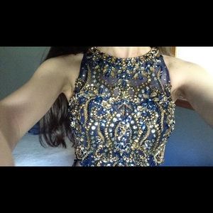 Navy Blue 2 piece Prom Dress