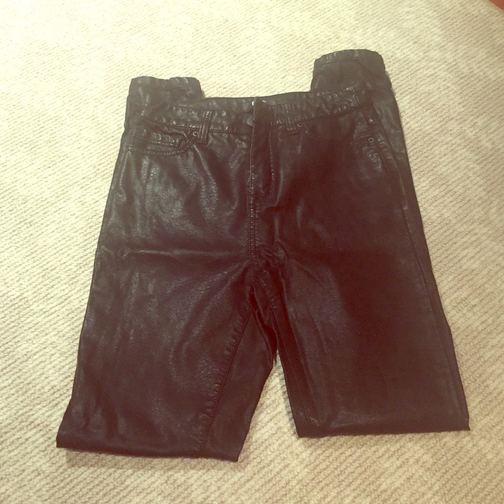 BDG vegan leather high rise black jeans
