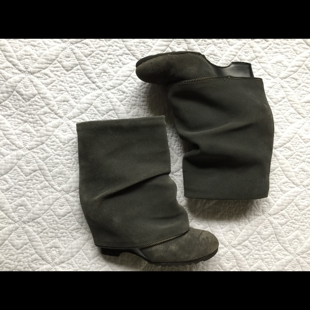 Dr Scholls Fold Over Suede Bootie Wedge