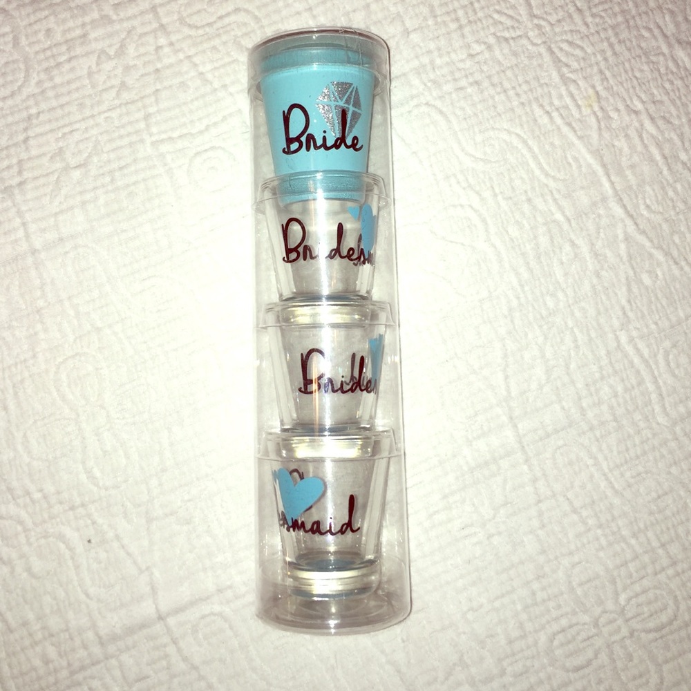 NWT set of 4 bridal party shot glasses