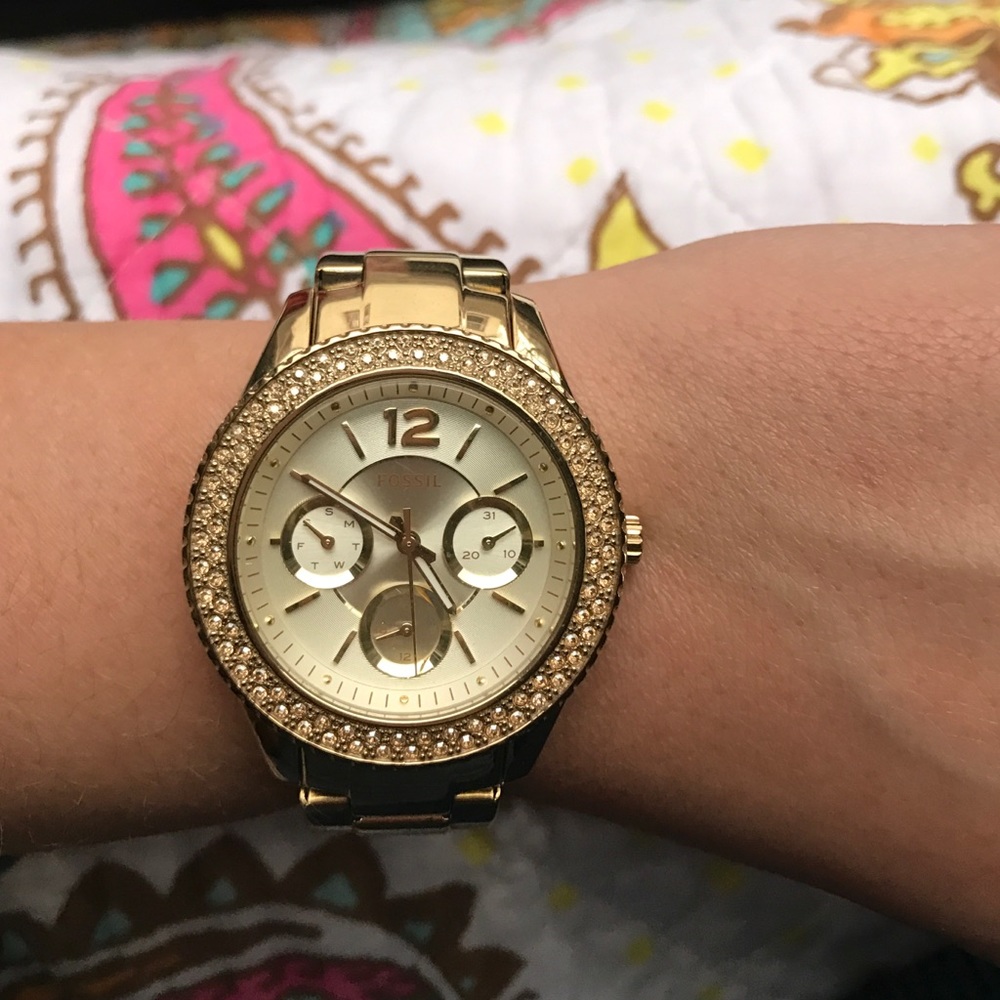 Gold Fossil watch