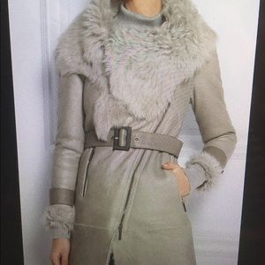 Karl donoghue shearling gray coat