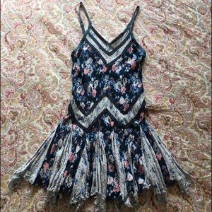 Free People Mixed Print Godet Slip Dress