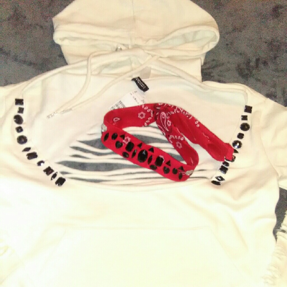 Distressed hoodie bling