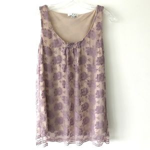 Cabi 663 Intrigue Lavender Lace Overlay Tank