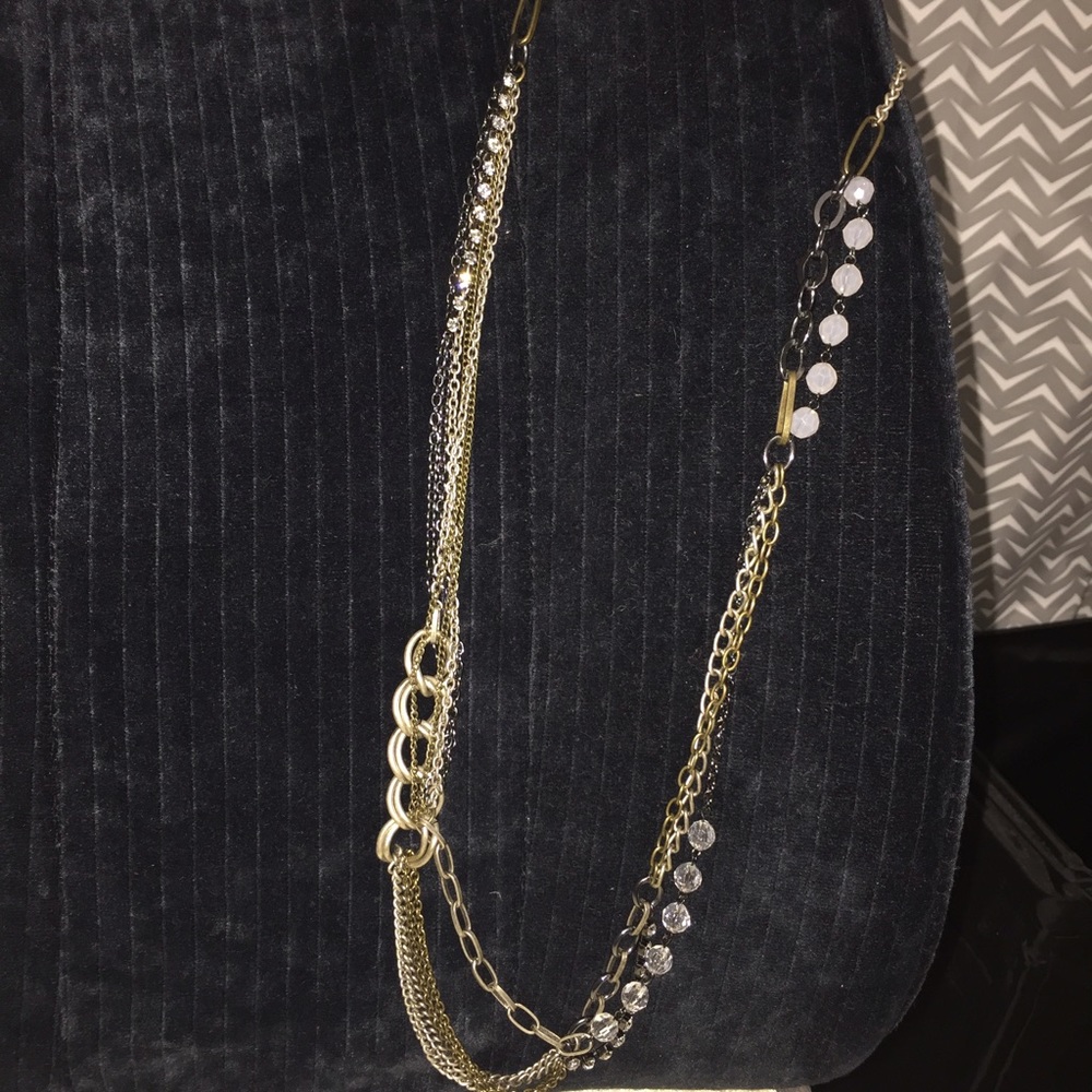 Mixed metal long chain necklace