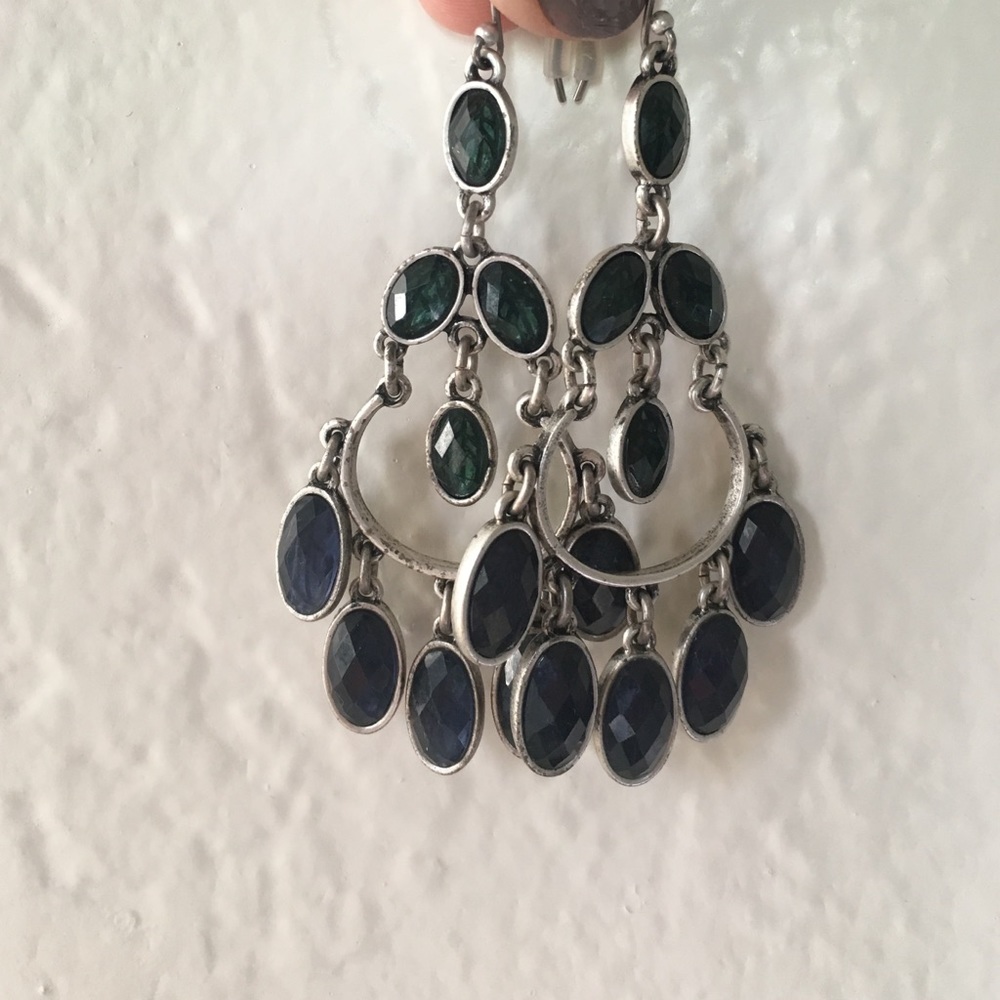 Chandelier earrings silver/blue/green Lucky Brand