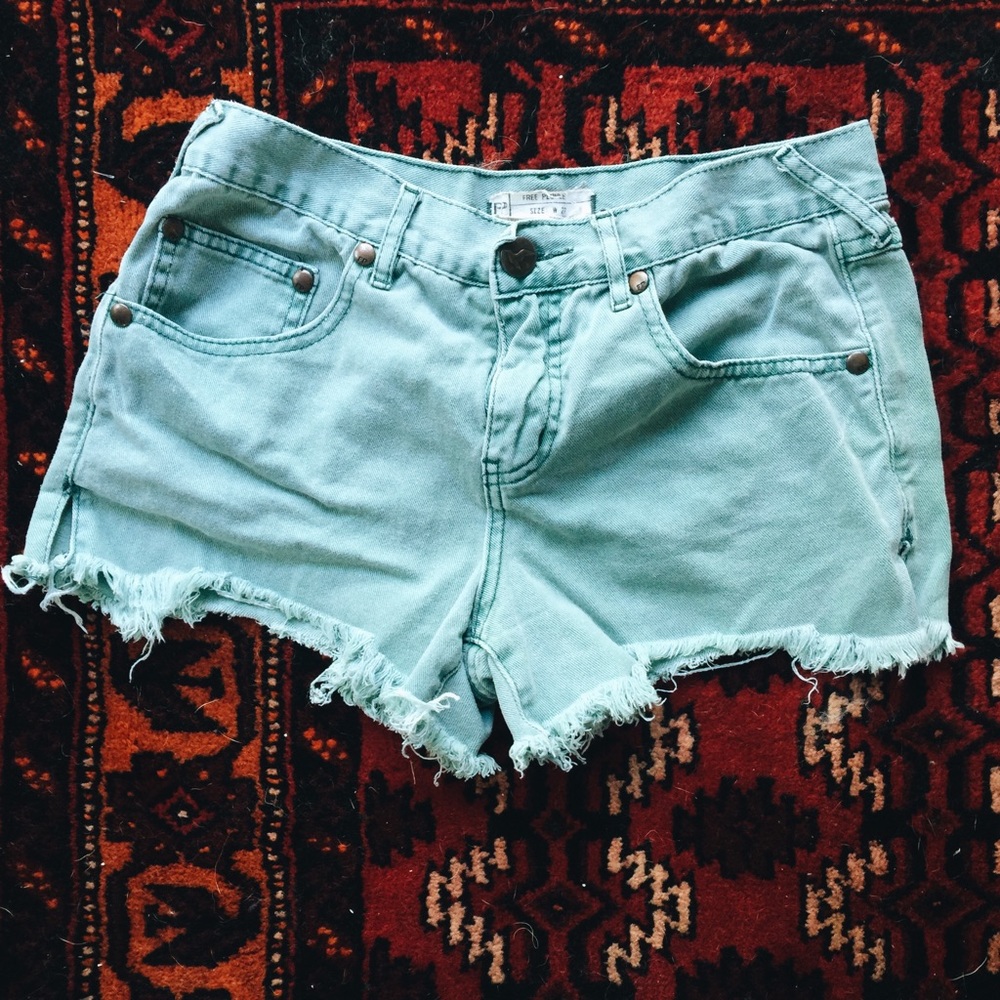 Free People | Teal Denim Shorts