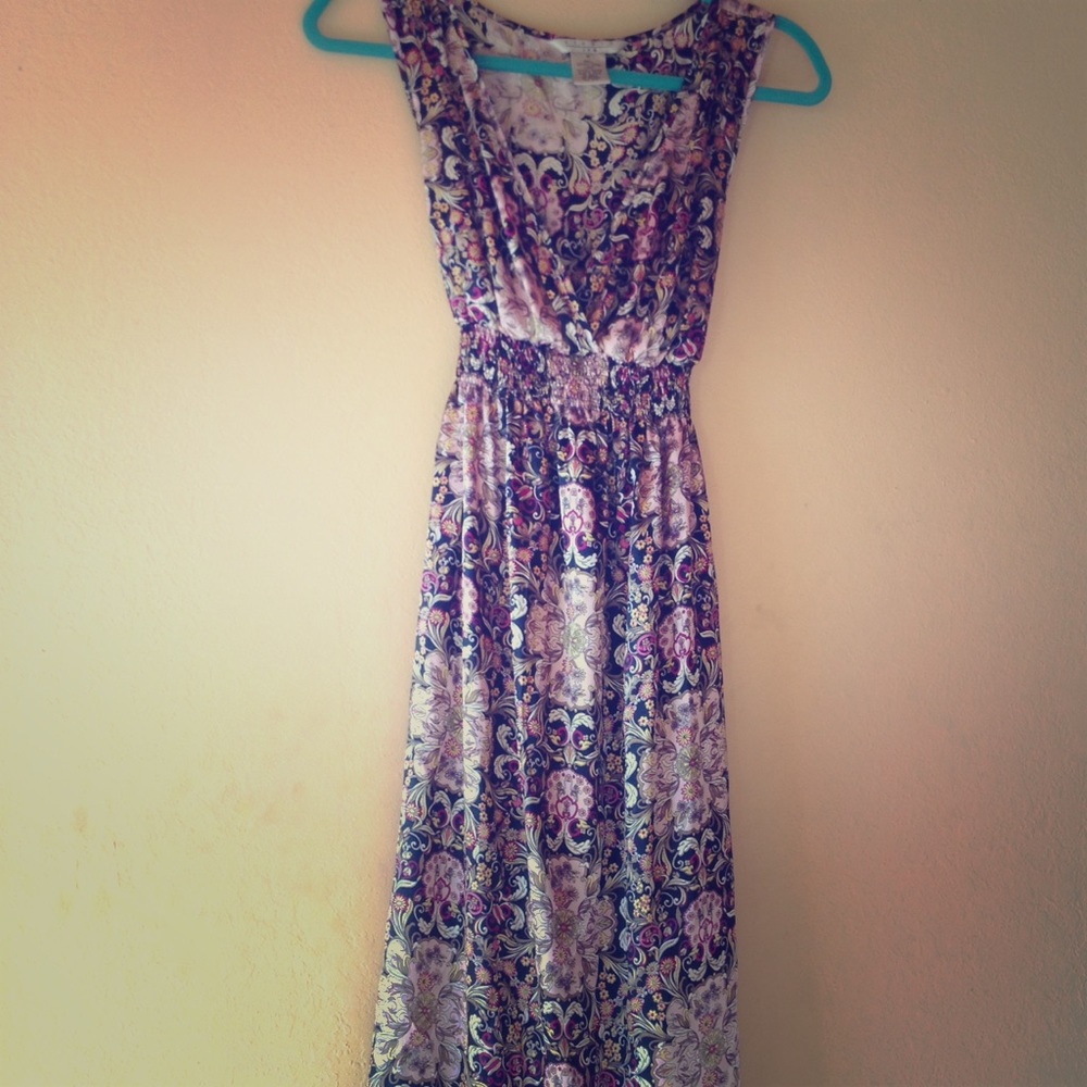 Silk floral long dress
