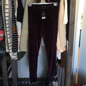 NWT Topshop maroon velvet leggings size 8