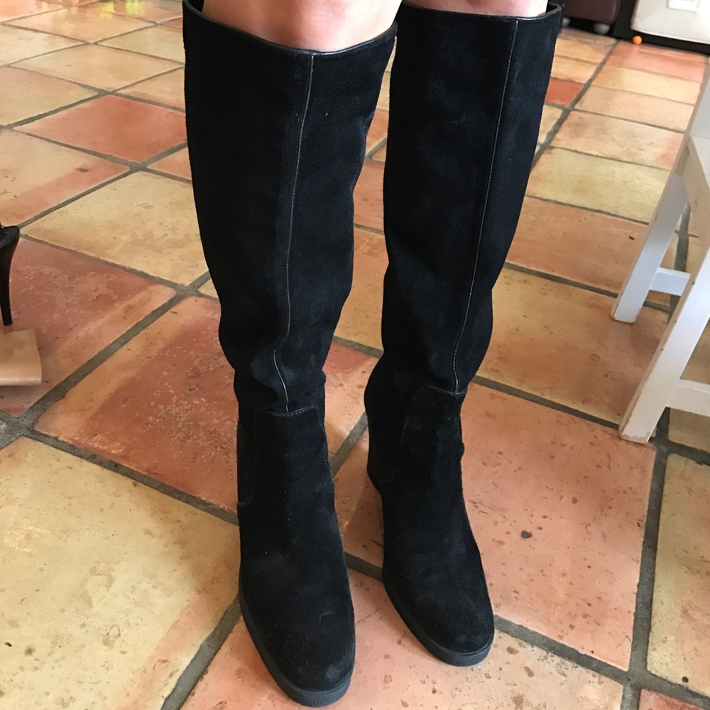 Calvin Klein knee high Wedge Suede Boots 7M