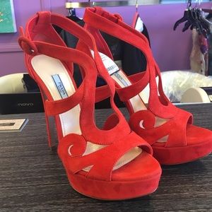 Prada baroque suede heel
