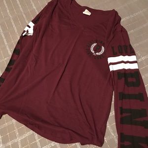 PINK long sleeve tee maroon color