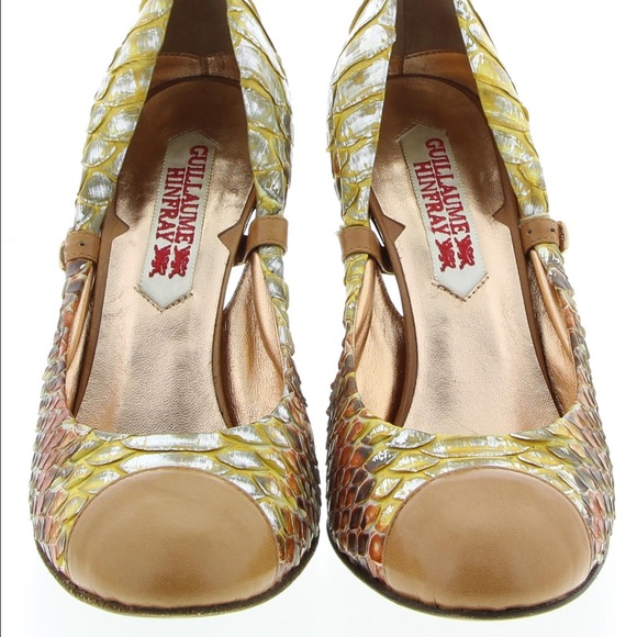 GUILLAUME HINFRAY Snakeskin Print Heels Size 6 - Picture 2 of 4