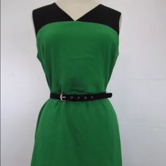 NWOT NEW YORK & COMPANY GREEN SHIFT DRESS 10 - Picture 1 of 4