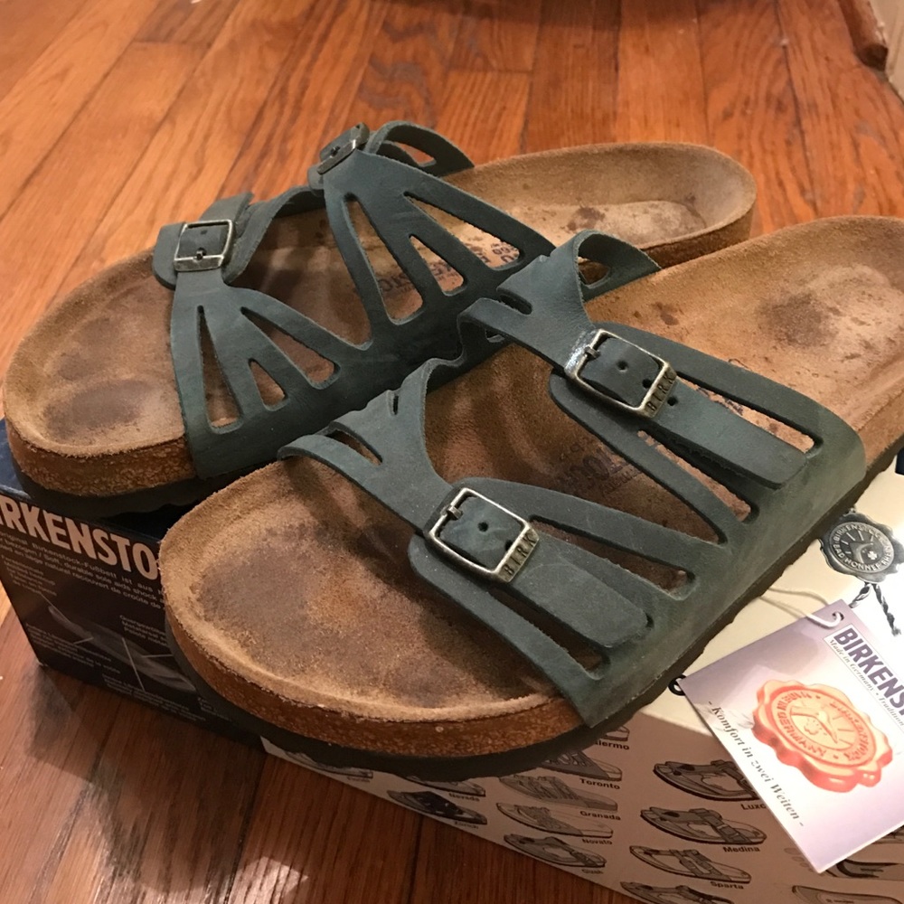Birkenstock Granada teal oiled leather sandals