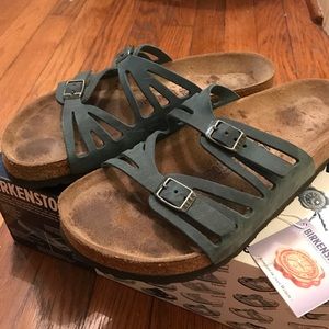 Birkenstock Granada teal oiled leather sandals