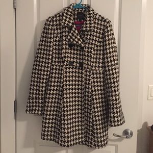 Express black and white harringbone coat
