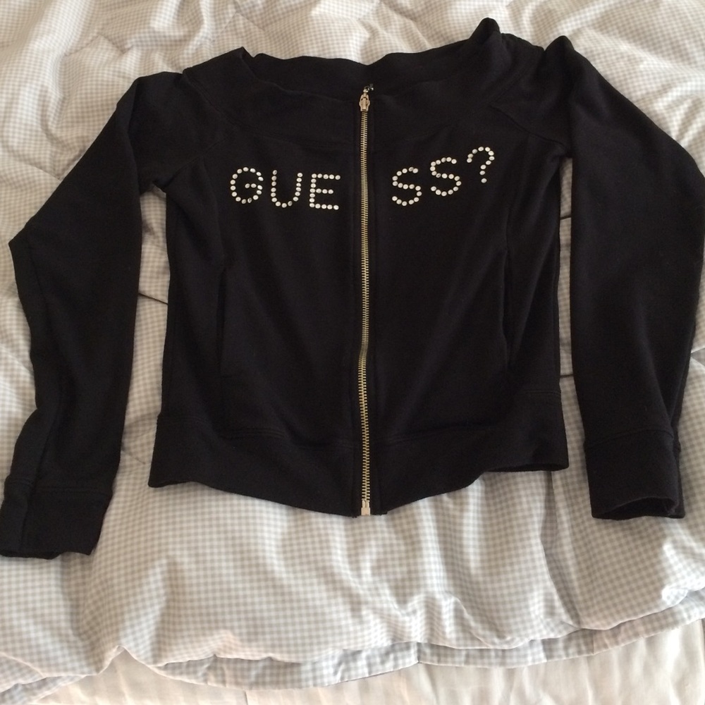 GUESS Black zip up long sleeve