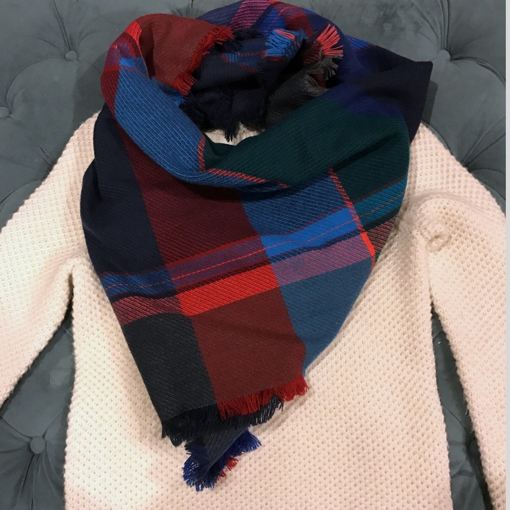 Vibrant Multicolored Blanket Scarf.