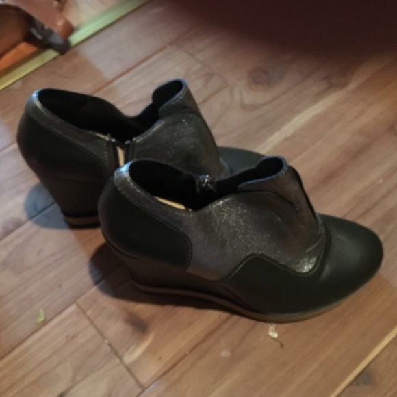 Silver leather wedge booties - Picture 2 of 4