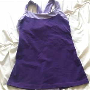 Lucy Powermax Cross back purple tank top