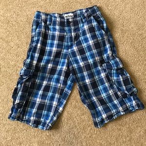 Boys Plaid Cargo Shorts