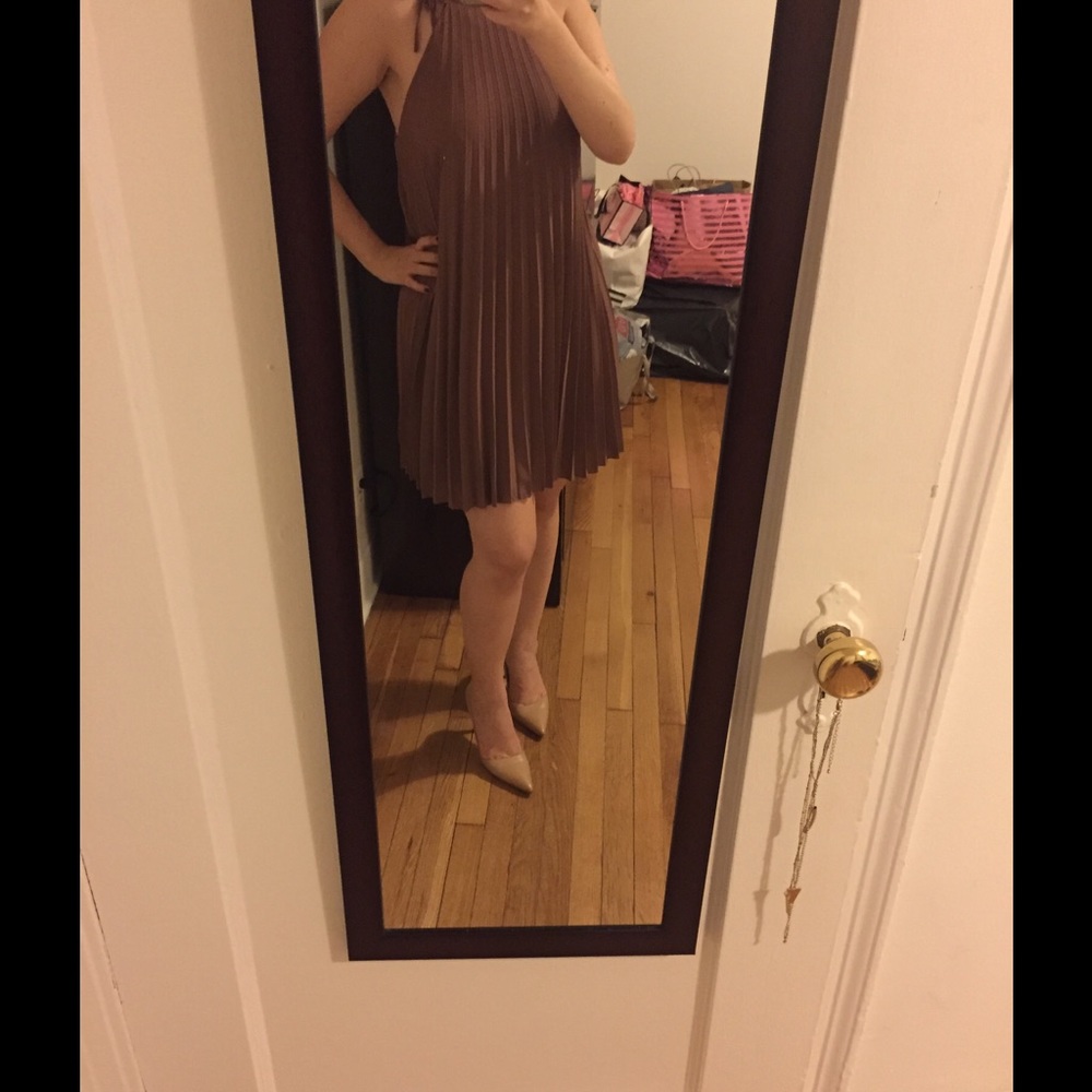 NWT Fabulous Intermix Juniper Brown Pleated Dress size Large
