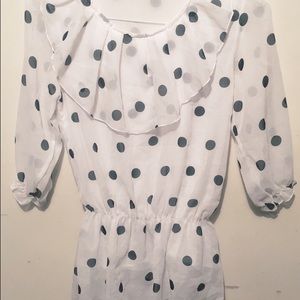 Crew neck polka dot blouse