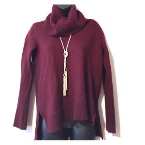 Tahari Merino Wool Burgundy Turtleneck Sweater