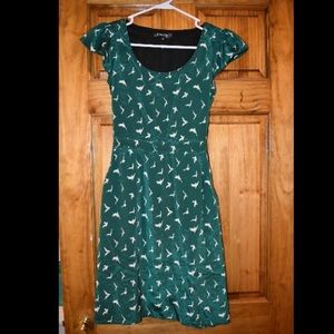 NWOT Silky Green Bird Dress