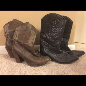 Faux leather cowboy boots