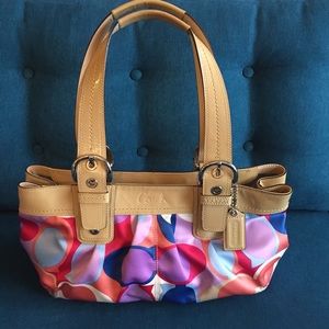 COACH Signature Soho Pleated Scarf Print Tote Bag