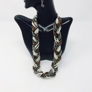 Zara Statement necklace pearl metal bronze