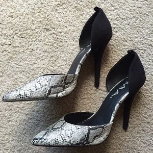Black + snake print heels