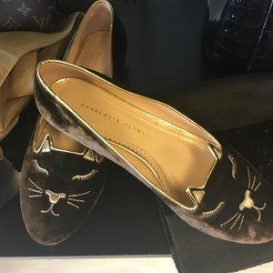 Charlotte and Olympia velvet cat flats