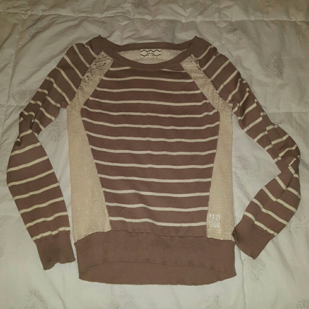 Lace Beige Striped Sweater