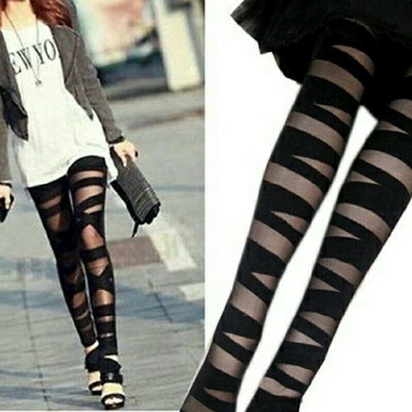 NEW-RESTOCKED! On Trend Black Bandage Stocking OS - Picture 2 of 5