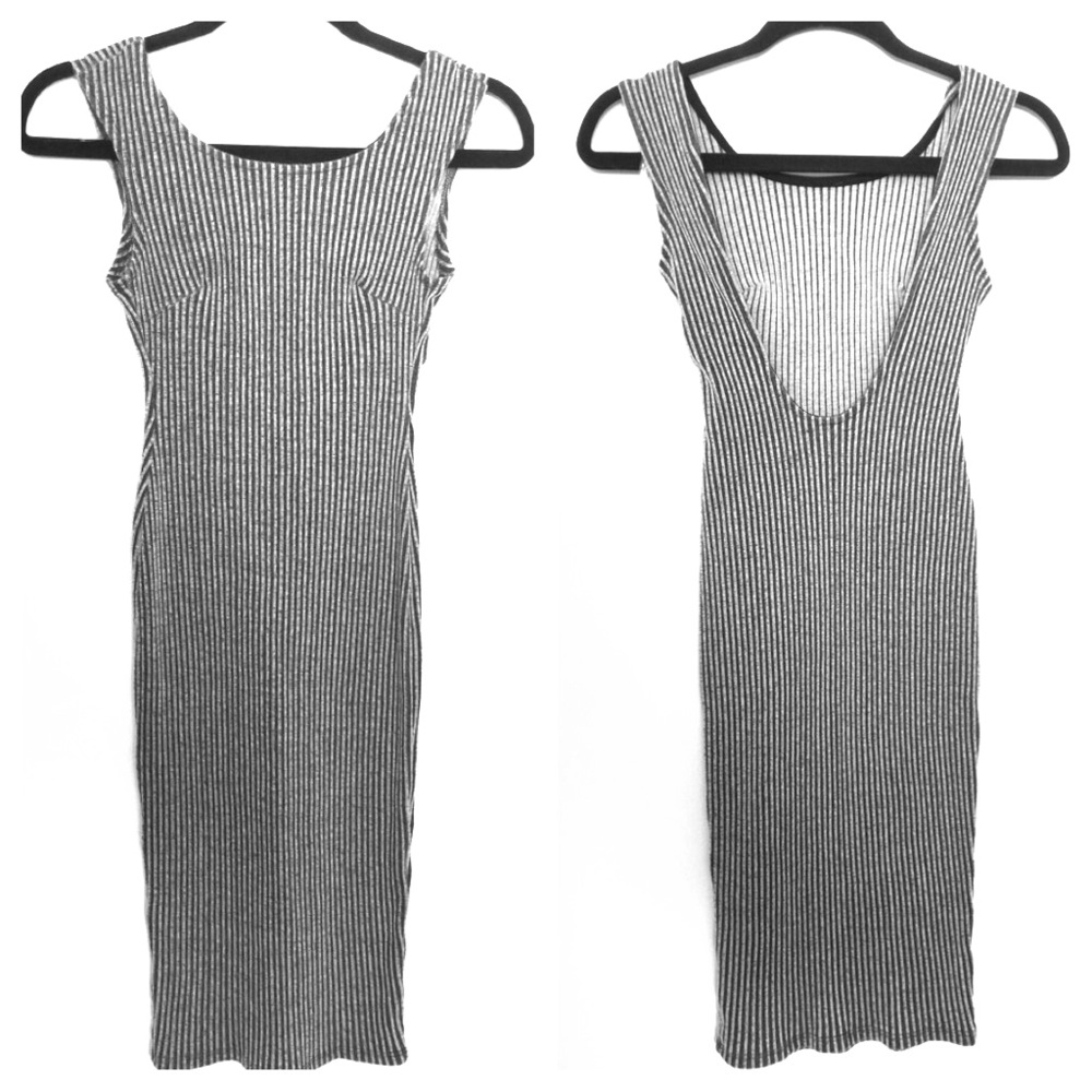 Grey pinstriped classy, sexy, elegant Dress